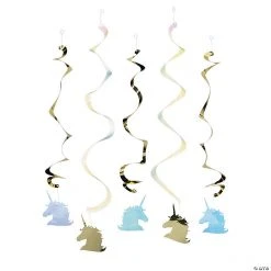 Sparkle Unicorn Hanging Swirl Decorations - 5 Pc.