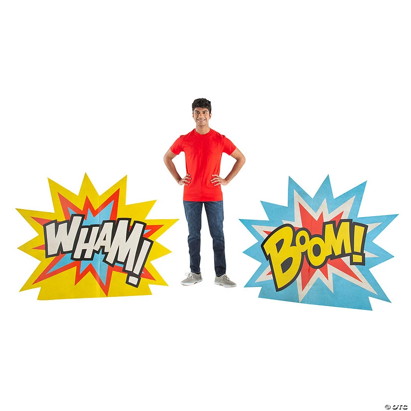 Superhero Explosion Cardboard Stand-Ups - 2 Pc. 3 Superhero Explosion Cardboard Stand-Ups - 2 Pc.