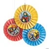 Superhero Hanging Fans with Icons - 6 Pc. -Cheap Halloween decorations Store superhero hanging fans with icons 6 pc 13941022