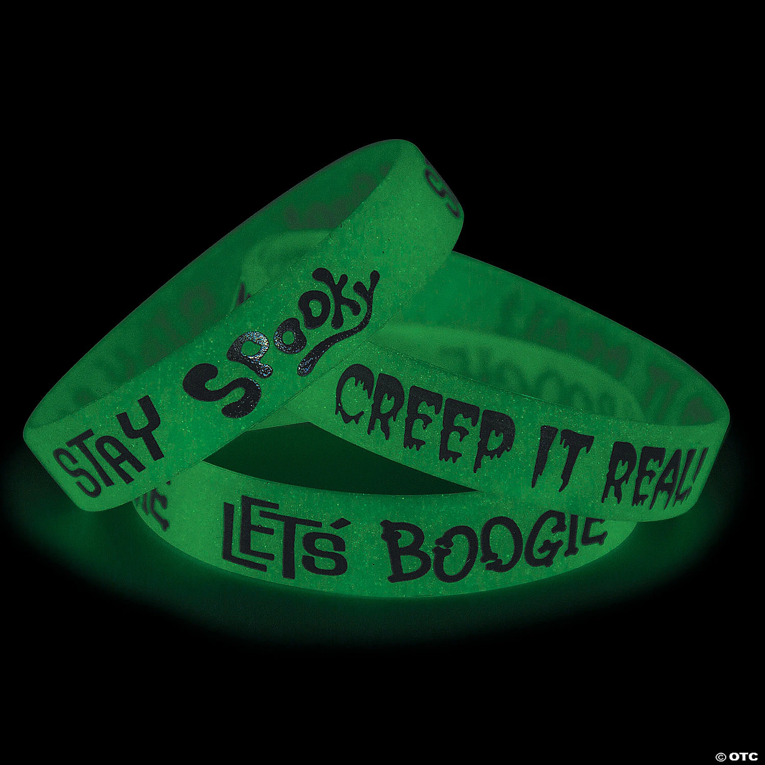 White Glow-in-the-Dark Halloween Rubber Bracelets - 12 Pc. 3 White Glow-in-the-Dark Halloween Rubber Bracelets - 12 Pc.